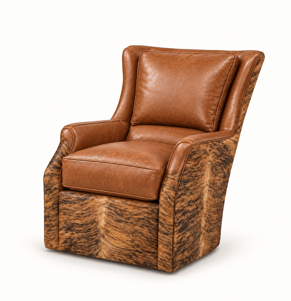 Batch N° 26 Solana in tan leather and Brindle cowhide — design rendering