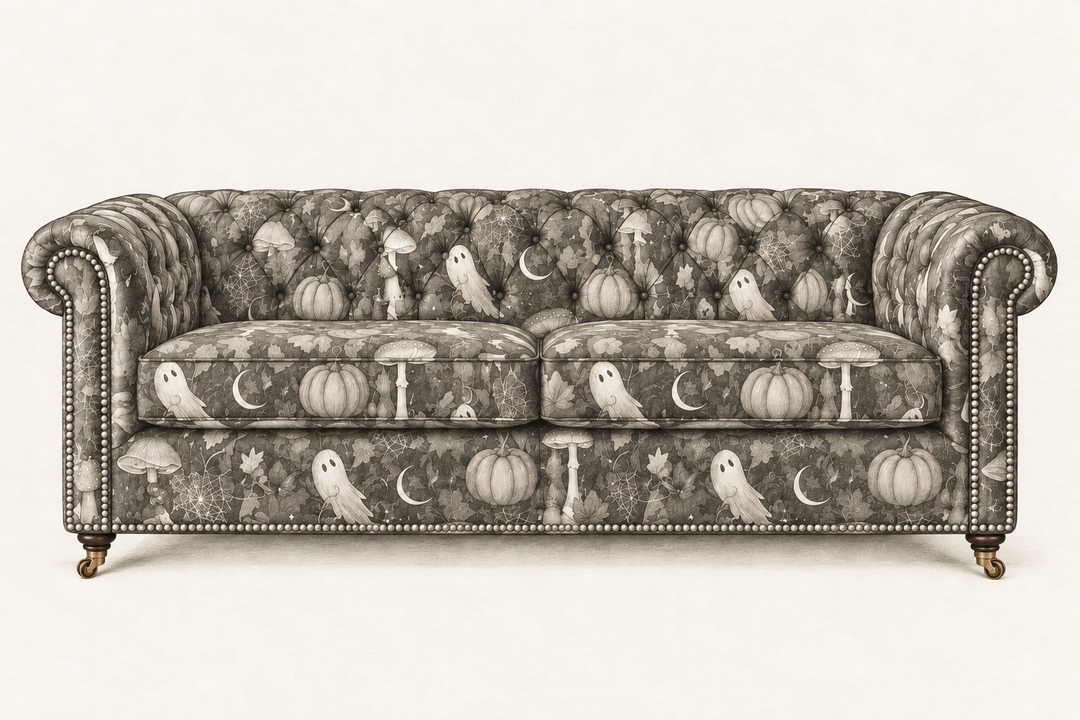 No Tricks, All Treats with antique brass front casters — pencil sketch