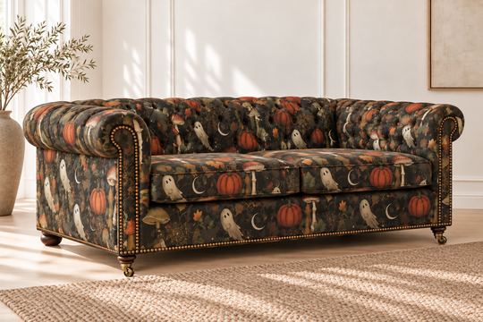 No Tricks, All Treats with antique brass front casters — illustrative rendering