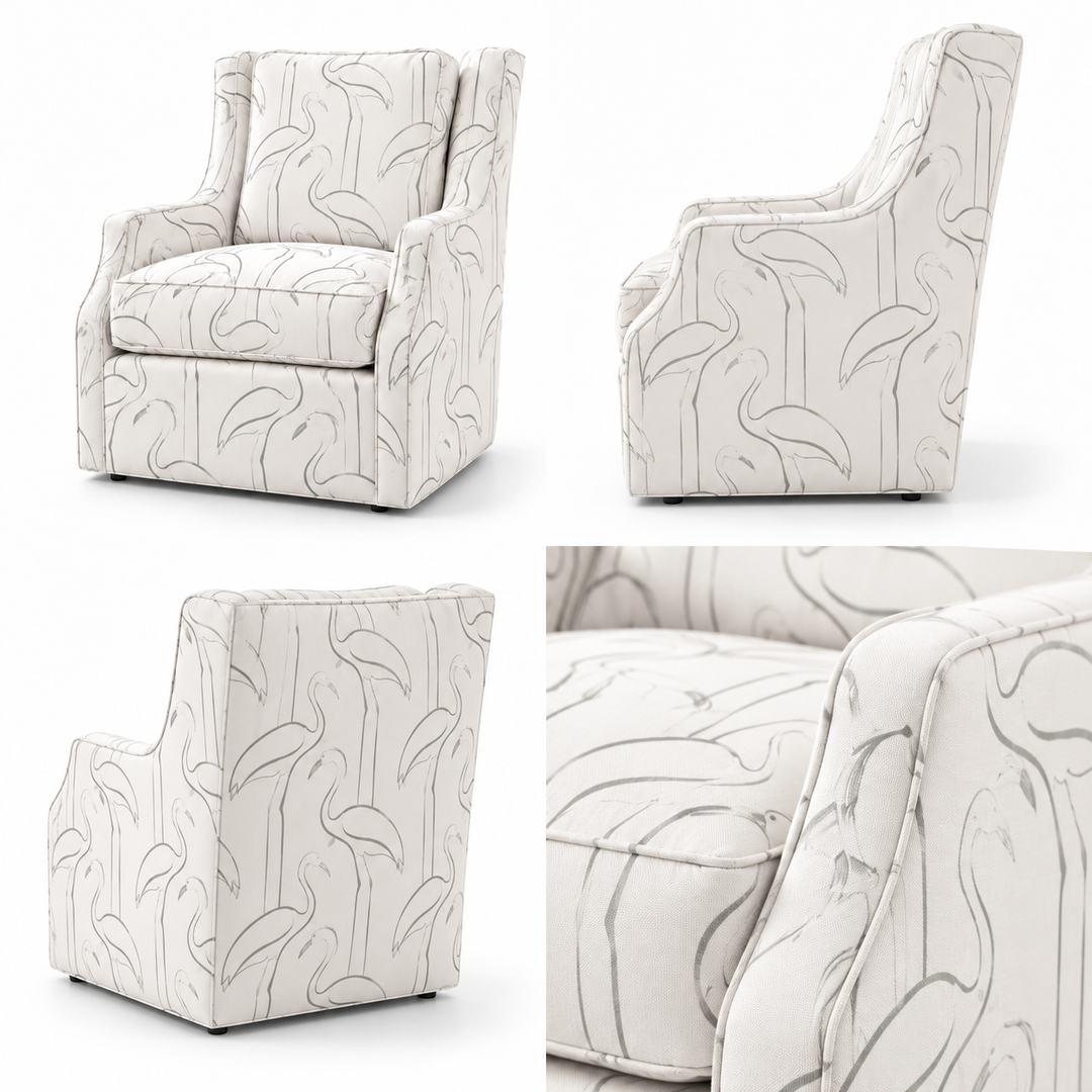 Cattlehouse studio four-view gallery — Birds of a Feather; illustrative front, side, rear and material detail views on white