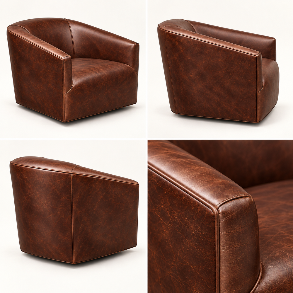 Cattlehouse studio four-view gallery — Rambler Swivel Chair — illustrative renderings