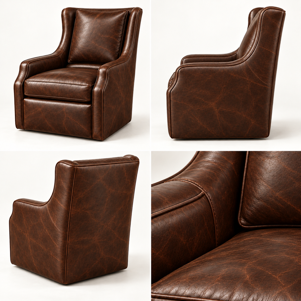 Solana Swivel / Glider in approved Gunslinger Mustang cocoa finish — illustrative rendering