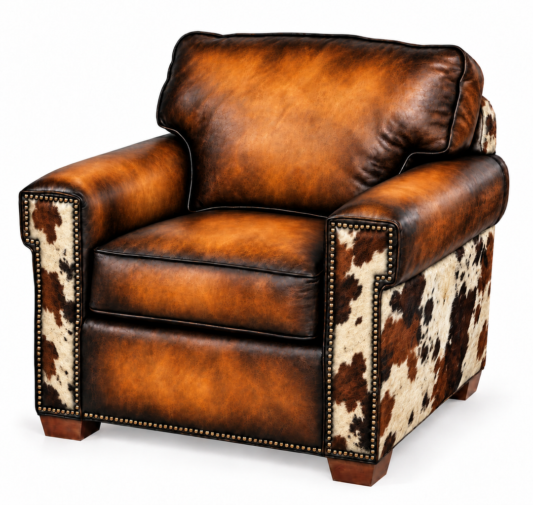 Buttercup with tri-color cowhide