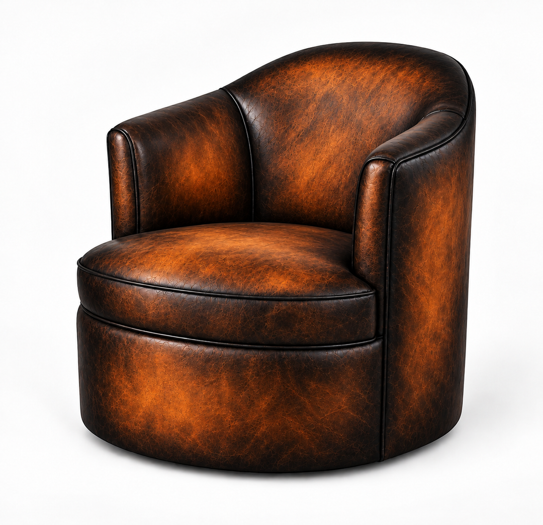 Hey Carlos — Whiskey Barrel (Name Pending) with maximum-contrast Whiskey Barrel finish and blackened seams; illustrative rendering